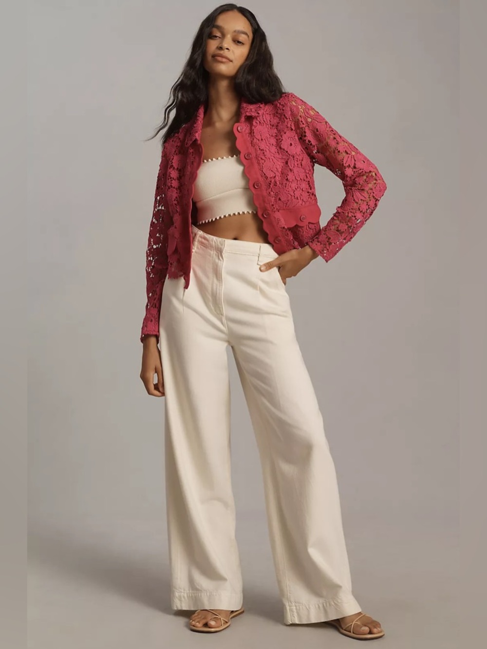 Anthropologie Dolan Left Coast Fuchsia Lace Lady Jacket XS - Picture 3 of 12